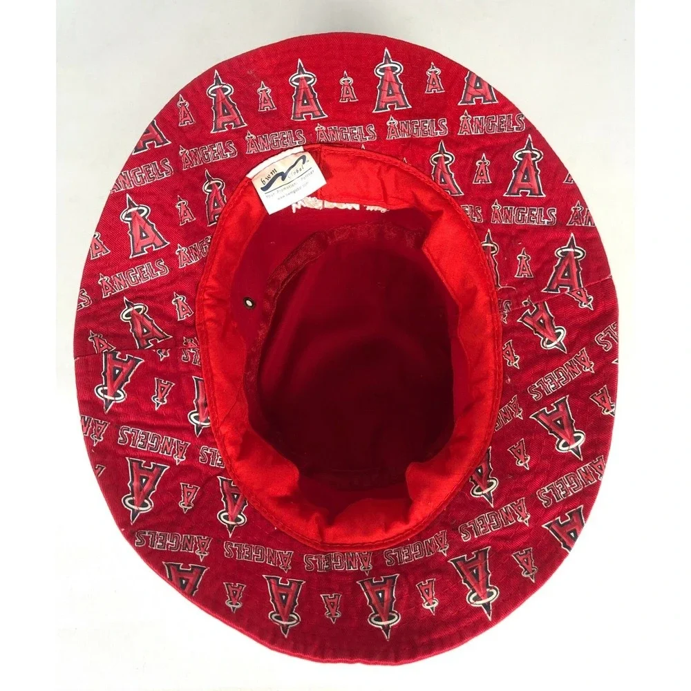 Vintage Anaheim Angels Youth Red‎ Bucket Hat MLB Wescom Promo USA